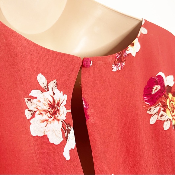 Torrid Burnt Orange Puff Balloon Sleeve Floral Dress Plus Size 30 - Picture 11 of 15